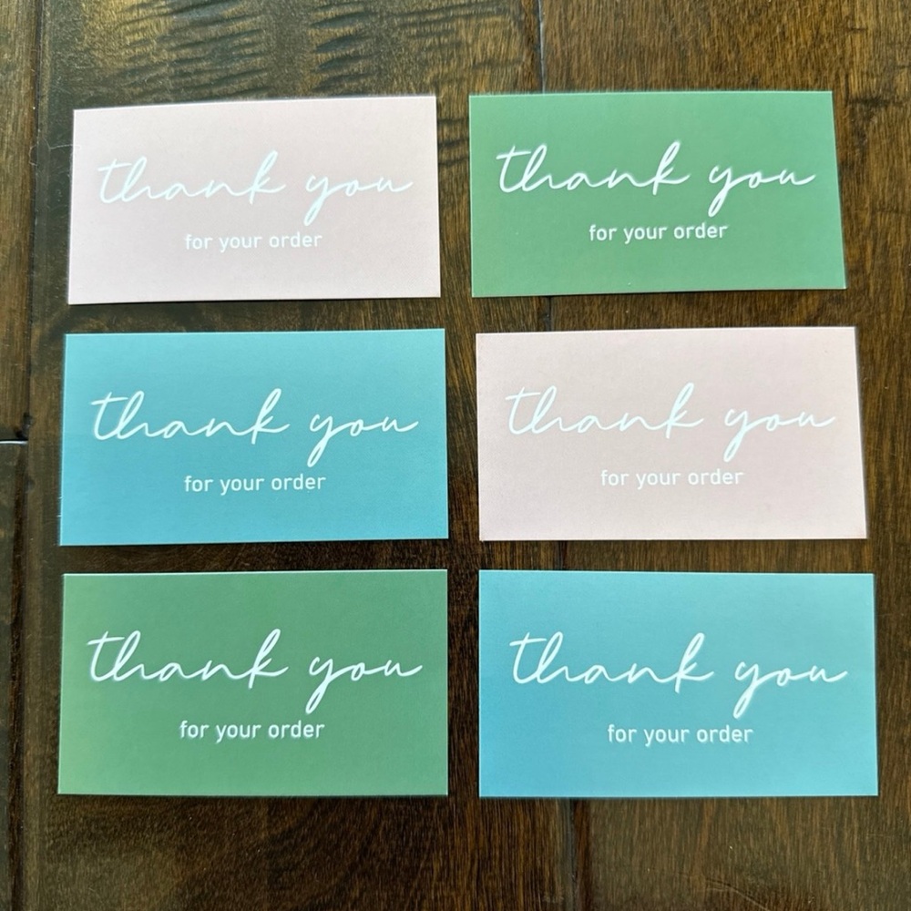 60 Pack - 2x3.5” Beautiful Mix of 3 Colors Thank You Cards